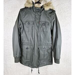 Levi's Jacket Women's Size S Army Green Sherpa Lined Hooded NEW